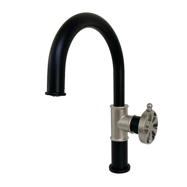 KS2236RX Eagan Single-Handle Bathroom Faucet W/Push Pop-Up, Blk/Nickel